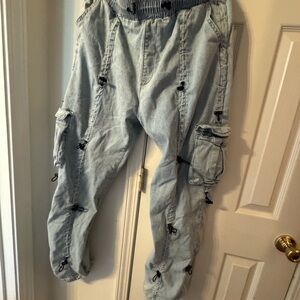 Light Blue Cargo Women Jeans